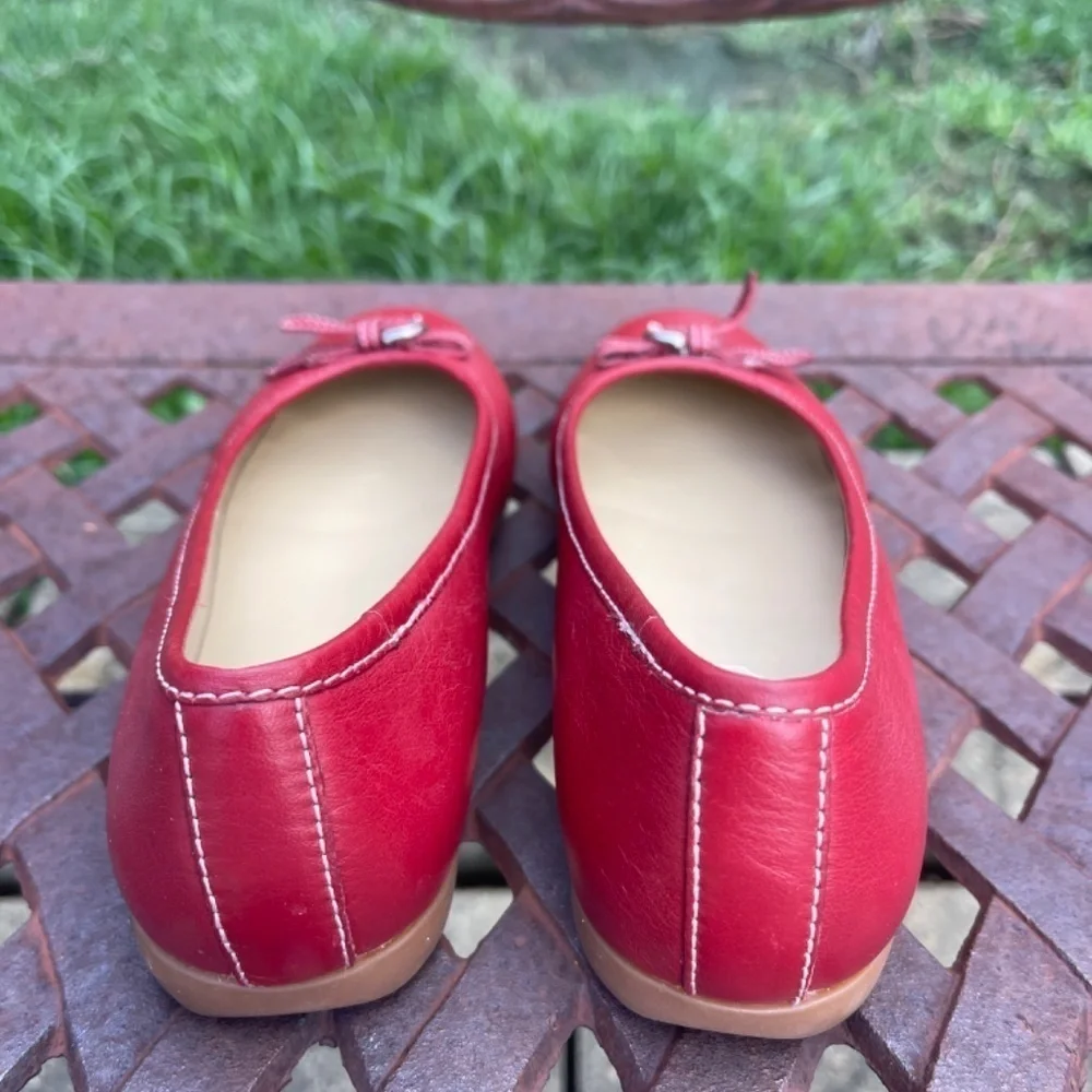 Coach Cherry Red Nappa Leather Ballet Flats Slip On Shoes - Picture 5 of 9